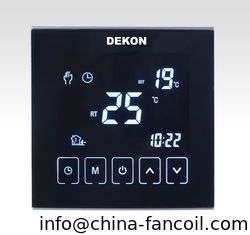 China Termóstato de plena pantalla del botón del tacto para la unidad de la bobina de la fan proveedor